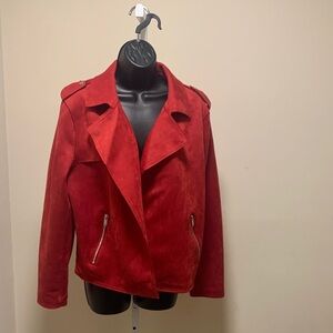 Women's Red faux Suede Jacket